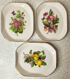 Royal Vale Bone China Fruit Butterfly Set Of 3 Retangler 8X6.5 Made In England  - Picture 1 of 5