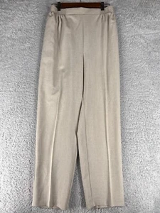Bend Over Pants Womens 14 Beige Pull On Pleated Made in USA 100% Polyester - Picture 1 of 12