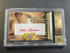 JACKIE ROBINSON 2005 UPPER DECK HEROES #130 SIGNATURE CUTS AUTO 4/4 BGS 9.5 10 - Picture 1 of 24