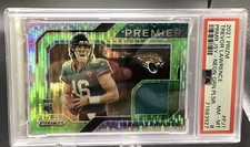 2021 Panini Prizm Trevor Lawrence RC Premier Neon Green Pulsar Patch Psa 8