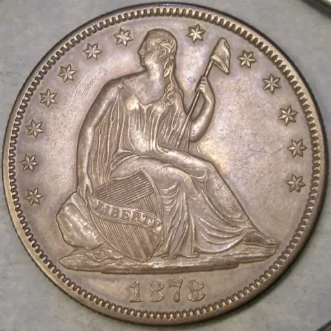 1878 LIBERTY SEATED SILVER HALF DOLLAR CHOICE+ W/GORGEOUS DRAPERY FEATHERS HAIR Cover