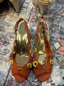 Michael Kors Kitten Heel Peep Toe Leather Upper Mid Heels Jelly Look - Size 7.5 - Picture 1 of 7