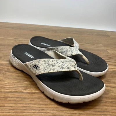 Skechers Women's GO WALK Flex Sandals - Invoke White Black 141400 Thong Size 10 - Image 1 of 4