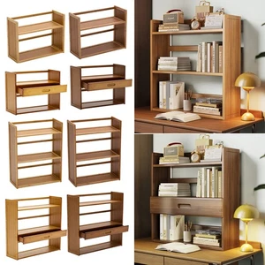 Home Office Bamboo Desktop Bookshelf Rack Bookcase Organizer Table Storage Shelf - Picture 1 of 82