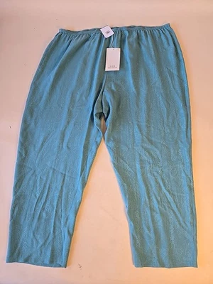 NWT Citron Santa Monica Silk Pants Size 3X Teal Asian Print - Image 1 of 4