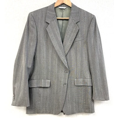 Chaqueta Blazer Jaeger Años 70 De Colección Para Hombres 41R Chevron Gris Lana Academia Sencillo Pecho Foto 1 de 4