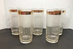 5 MCM Culver EMPIRE GOLD Tall Coolers Highball Drink Glasses 15oz Silk Screened - Picture 1 of 11