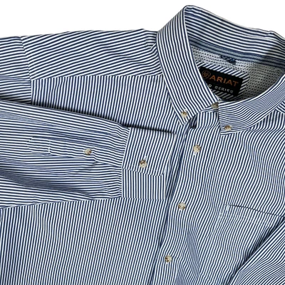 Camisa Ariat Pro Series Para Hombre XL Manga Larga Con Botones Rayas Azul Blanco Foto 1 de 4