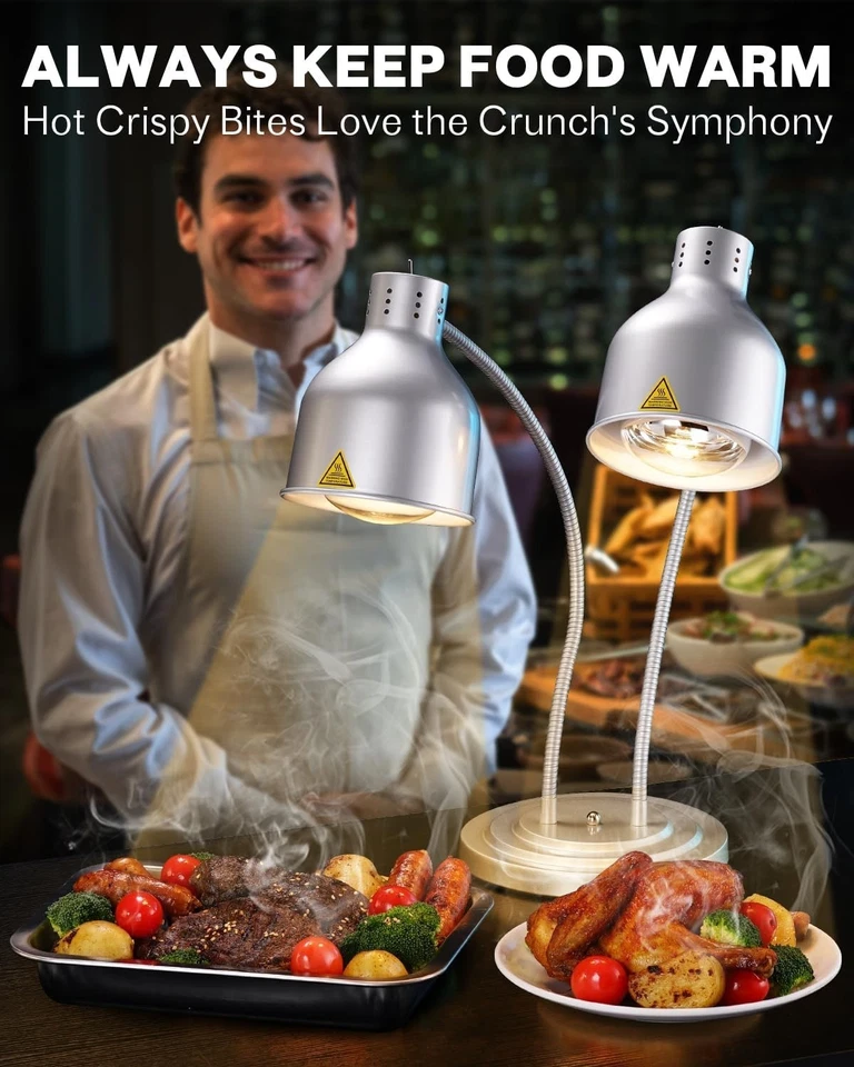 Commercial Food Heat Lamp 2-head Electric Catering for Food Restaurant - Image 1 of 4