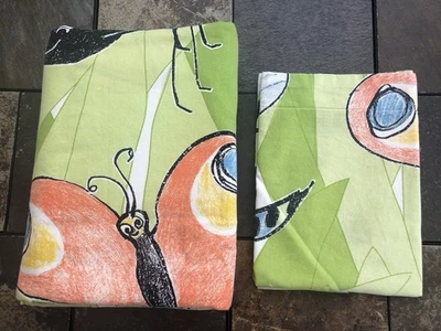 IKEA  KRYP BI GREEN BUGS LADYBUG SPIDER KIDS TWIN DUVET COVER & SHAM 80X60 - Image 1 of 4