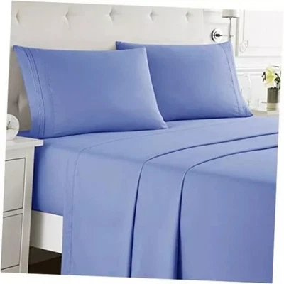 Egyptian Comfort  2200 4 Piece Bed Sheet Set   Deep Pocket Blue Bed Sheets Sets - Image 1 of 4