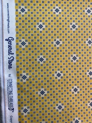 2021 Connecting Threads General Store Cotton Fabric yellow blue geometric 1/2 yd - Image 1 of 2
