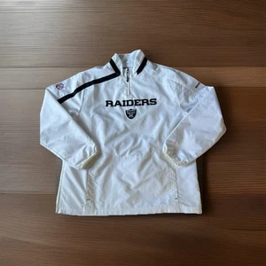 Oakland Raiders Jacket Large NFL On Field Reebok Coach  Windbreaker Player Issue - Picture 1 of 10