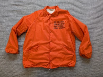Vintage Joe Frazier Don Drysdale Jacket Mens Medium Orange Turfer Coaches 70s - Image 1 of 4