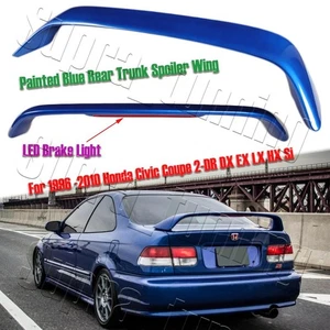 For 2001-2005 Honda Civic Coupe Rear Trunk Spoiler Wing LED Brake Painted Blue - Picture 1 of 7