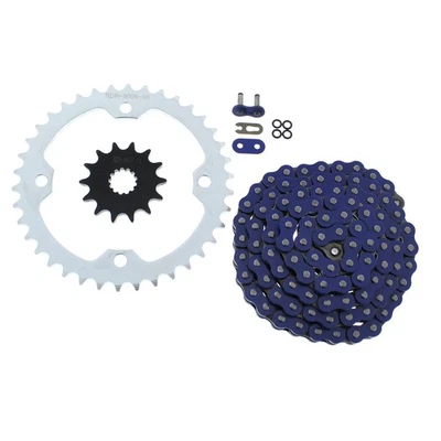 Blue O-Ring Chain and Silver Sprocket 14/38 96L 2004 - 2009 Yamaha YFZ450 - Image 1 of 4
