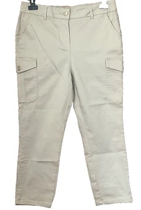 Caleidoscopio Taglia 14 Beige Crop Cargo Tasca PANTALONI Estivi - Foto 1 di 2