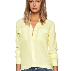 New York & Co. Women's Butter Yellow Button Up Blouse Sheer Spring Size XL NWT - Picture 1 of 14