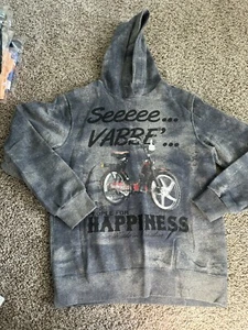People For Happiness Youth Sweater Size 14 Burnout Hoodie Blue Bike Bicycle - Picture 1 of 13