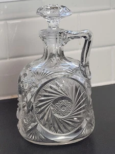 Vintage American Prescut Glass Decanter Jug Hobstar - Picture 1 of 9