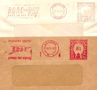 GB AVIATION 1948 London Hounslow MIddlesex BOAC METER Advert Covers{2} 1961 CE4 - Image 1 of 4