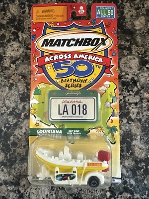 Matchbox Across America 50th Birthday Louisiana Raft Boat & Trailer 2001 - Image 1 of 3