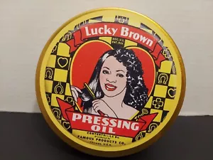 Aceite prensado de lata Lucky Brown producto para cabello afro negro lata Chicago REPRODUCCIÓN - Imagen 1 de 5