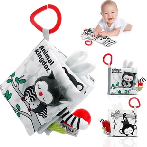 Crinkle Soft Baby Books, 3D Touch Feel High Contrast Cloth Book Sensory Baby Toy - Picture 1 of 14