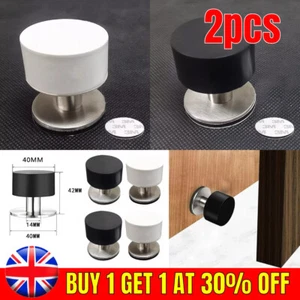 2x Non Punch Door Stopper Self Adhesive Stainless Steel Stopper Floor Protector - Picture 1 of 18