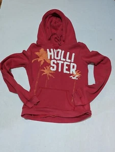 Hollister Hoodie large juniors/girls Pink Pullover Palm Tree Spellout Sweater - Picture 1 of 6