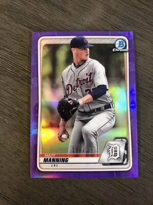 2020 Bowman Chrome-Matt Manning #BCP-229-Purple Refractor #198/250 - Image 1 of 2