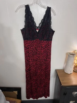 Sexy Camisón Soma XL Rojo y Negro Encaje Estampado Animal Largo Sin Mangas Foto 1 de 4