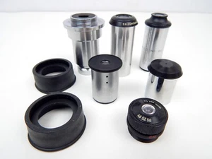 4B Lot Of 8 Various Microscope Lens & Accessories VTG Science Medical - Picture 1 of 5