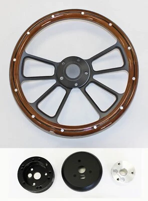 69-93 Oldsmobile Cutlass Delta 98 442 14" Black Billet 4 Spoke Steering Wheel - Image 1 of 4