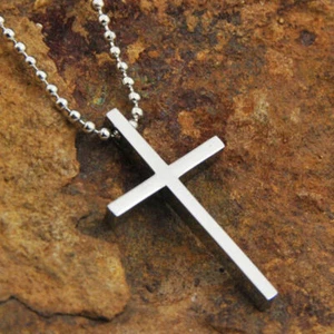 Silver Stainless Steel Jesus Christ Cross Pendant Necklace Chain for Men Women - Picture 1 of 8