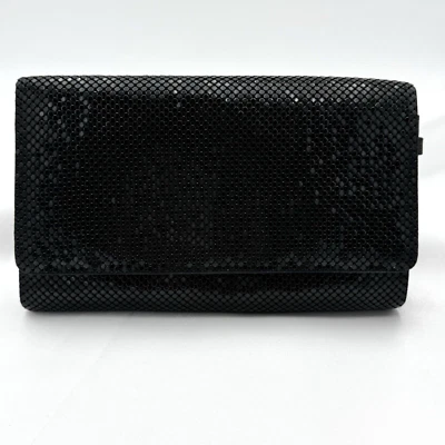 Vintage Black Metal Mesh Whiting & Davis Clutch Wallet No Strap 90's Y2K READ - Image 1 of 4