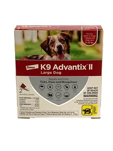 K9 Advantix II Large Dog Flea Tick Mosquito Prevention 21-55 lbs 2 Monthly Doses - Picture 1 of 4