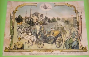 ¡MUY RARO! PÓSTER LITOGRÁFICO TURQUÍA SANTA SOFÍA CONSTANTINOPLA MEHMED V RESAD AÑOS 1900 - Imagen 1 de 12