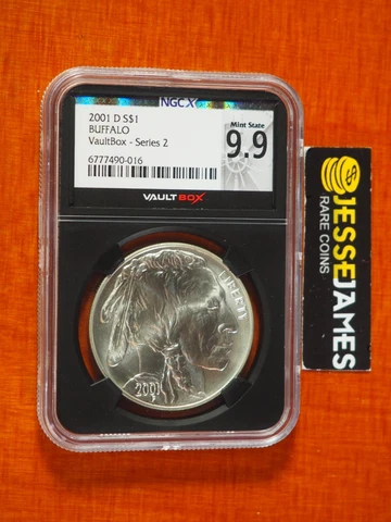 2001 D $1 AMERICAN SILVER BUFFALO COMMEMORATIVE DOLLAR NGC NGCX MINT STATE 9.9 Cover