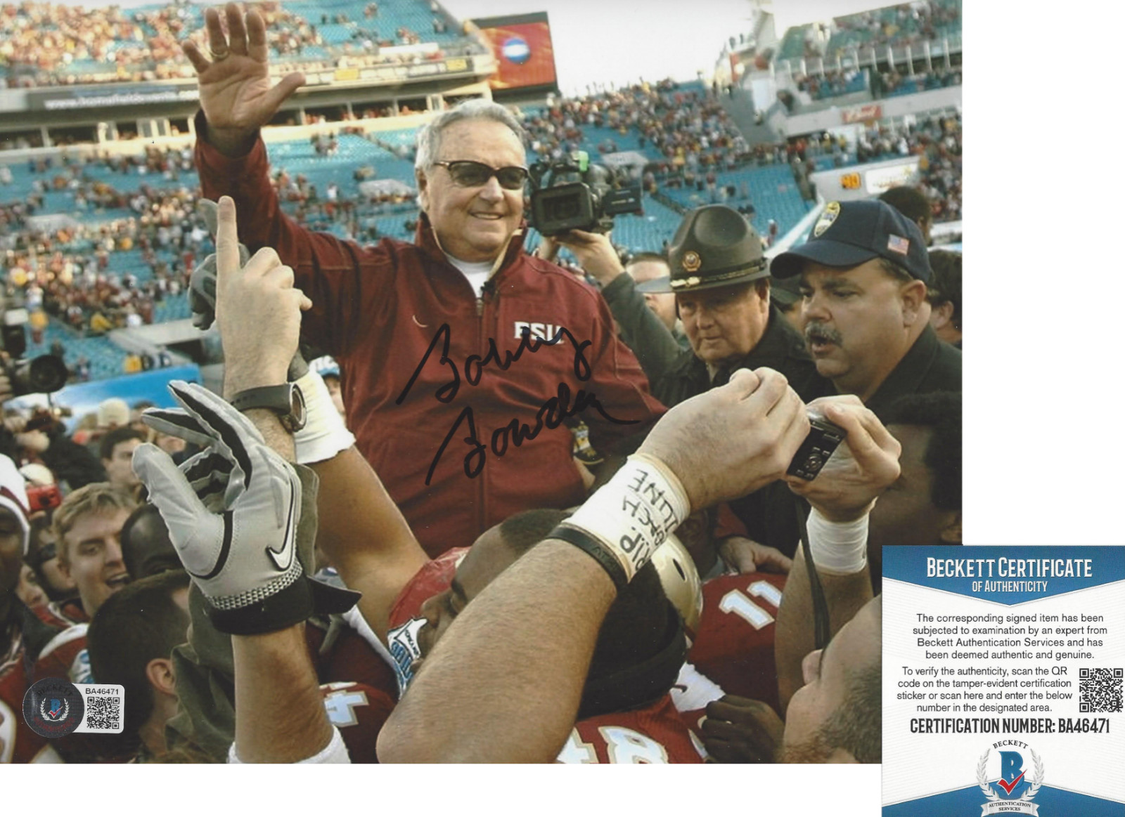 Bobby Bowden Autographed Signed Coach Florida State Seminoles 8X10 Photo 1A Beckett COA Beckett 