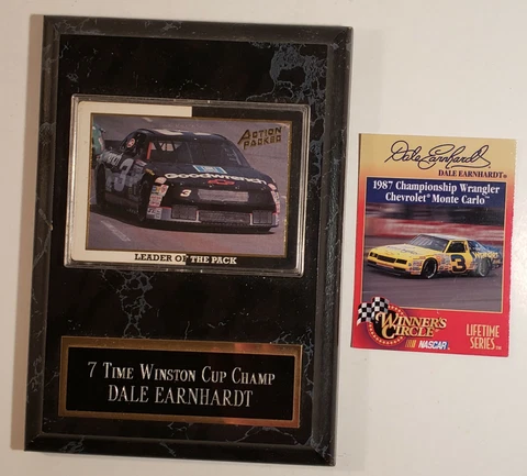 Dale Earnhardt Sr Plaque 7"x5" (sealed card) + 1998 Kenner Collector Card Cover