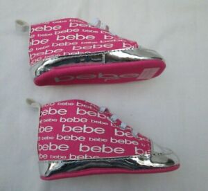 ❤ BEBE baby girls pink silver shoes size 3 NEW bootie fuchsia slip on FREESHIP