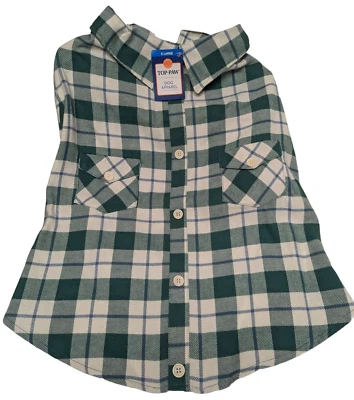 Top Paw X-Large Dog Apparel Plaid Shirt Green & White - Image 1 of 4