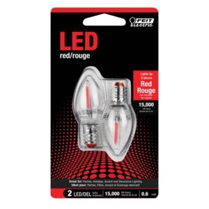 Feit Electric C7 E12 (Candelabra) LED Bulb Red 0.25 Watt Equivalence 2 pk - Picture 1 of 1