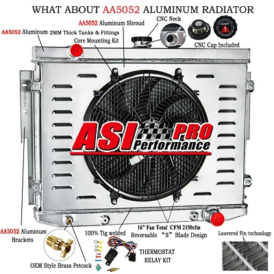 3Rows Radiator Shroud Fits 1973-74 PLYMOUTH SATELLITE DODGE CORONET CHARGER 7.2L Foto 1 de 4