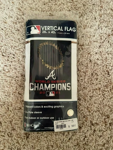 New 2021 World Series Champions Atlanta Braves Vertical Flag 28 x 40 Cover