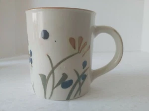 Vintage Coffee Mug Floral Tan w/ Yellow Blue Flowers Paint Has Faded. - Picture 1 of 6