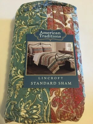 Tira Acolchada Verde Azulado Gris Óxido Lincroft Almohada Estándar Fundas Floral Paisley 2 NUEVO Foto 1 de 4