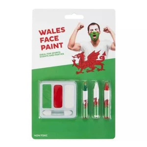 Wales Supporters Face Paint Green White Red Non Toxic Fancy Dress Accessory - Picture 1 of 1
