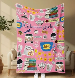PINK Gilmore Girls Fleece Throw Blanket All-Season Cozy Knitted Valentines Gift - Picture 1 of 6